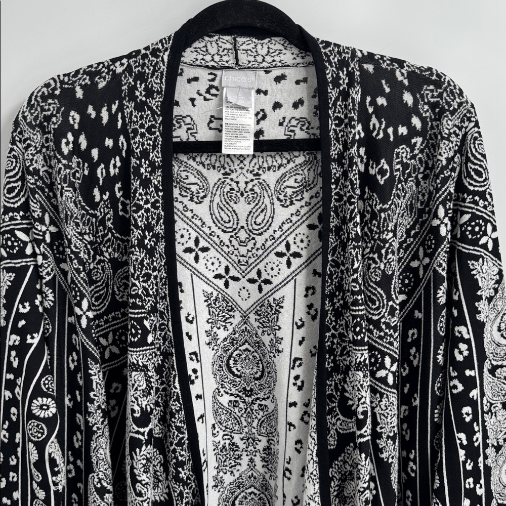 New Chico’s Elegant Open Front Patterned Cascade … - image 3